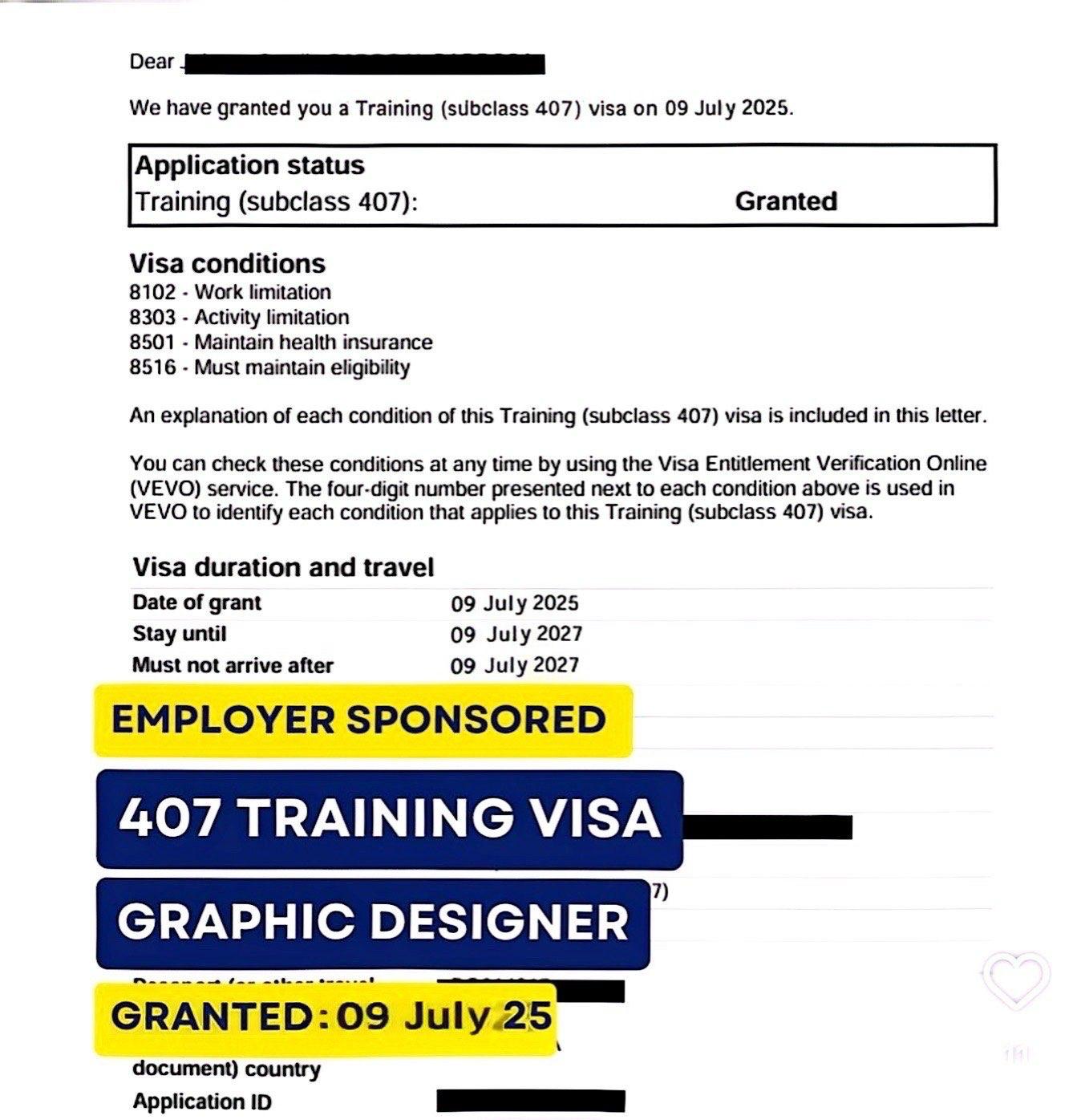 Australia Training Visa Approval