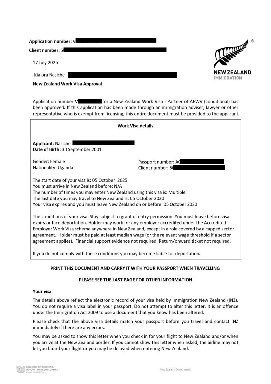 New Zealand Work Visa Approval