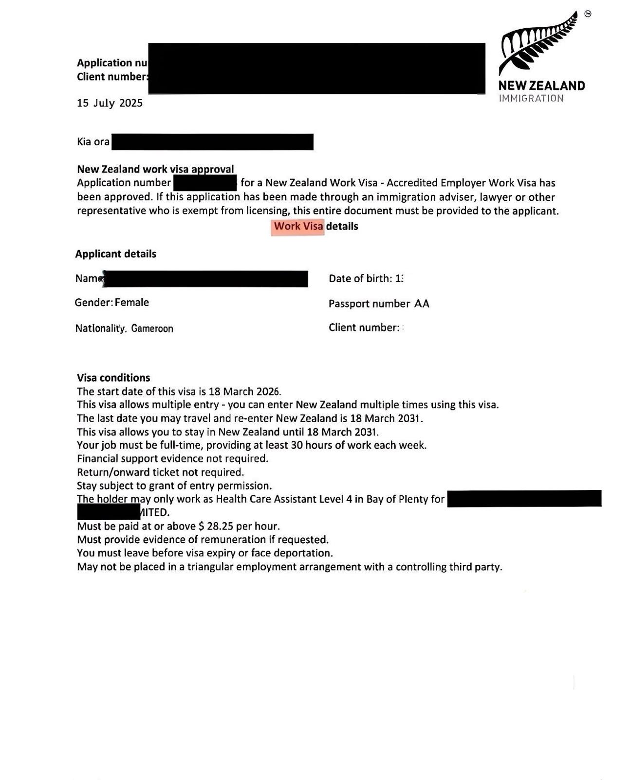 New Zealand Healthcare Work Visa